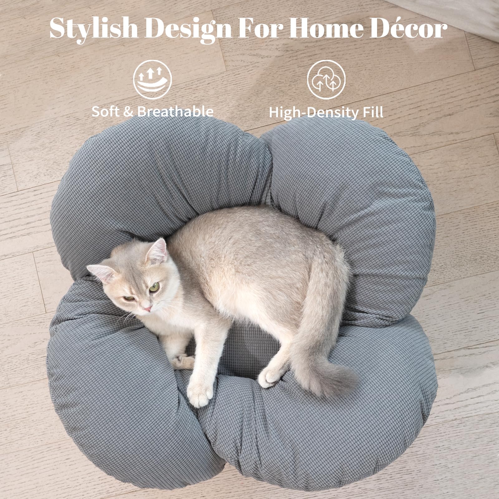 Petal design elevated bed adds stylish cat furniture to home