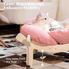 CHEERHOME PETS elevated cat bed cushion closeup shows soft, breathable fabric and foam support