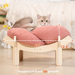 CHEERHOME PETS elevated cat bed wooden pink sturdy frame supports up to 40 pounds securely