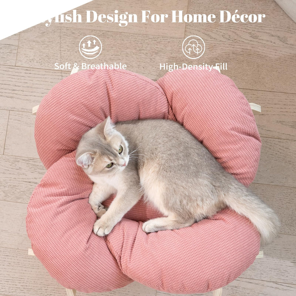 CHEERHOME PETS elevated cat bed wooden pink suspended base promotes air circulation and dry surface