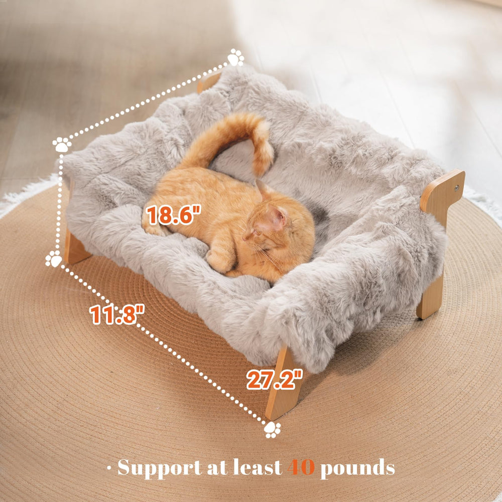 CHEERHOME PETS elevated cat couch dimensions 27.2 by 18.6 by 11.8 inches.
