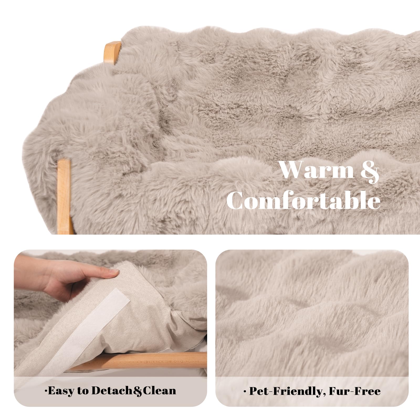CHEERHOME PETS elevated cat couch soft cushion detaches for quick hair removal.