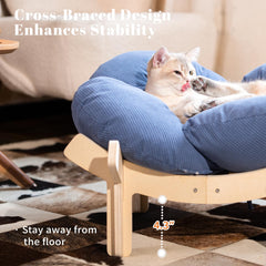 CHEERHOME PETS blue petal-design cushion for stylish, cozy lounging.