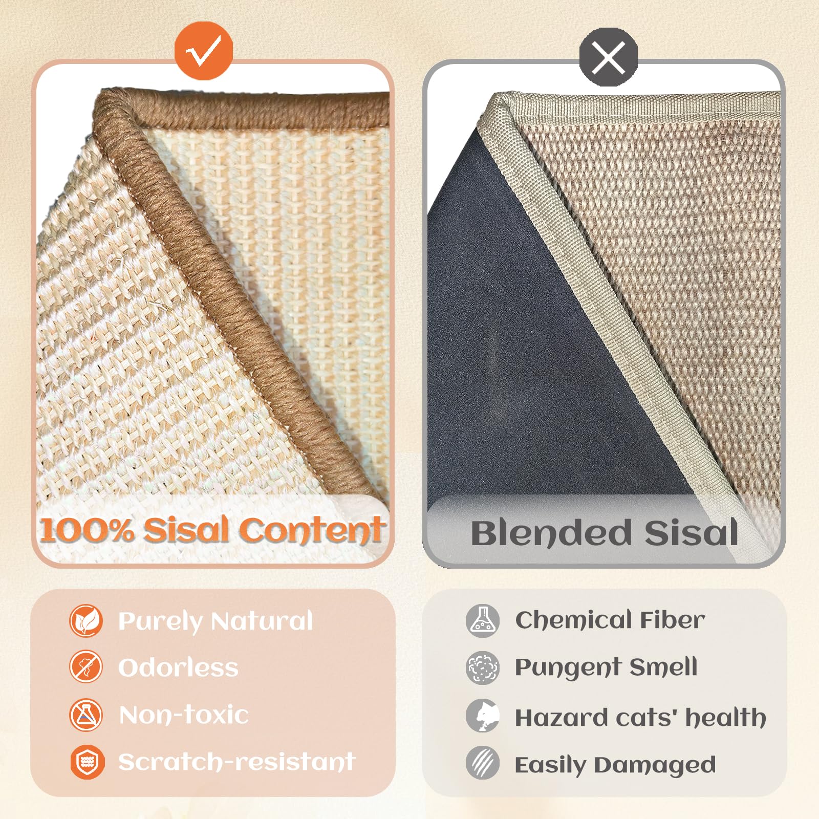 CheerHome Pets 100% sisal mat delivers natural texture and durable surface