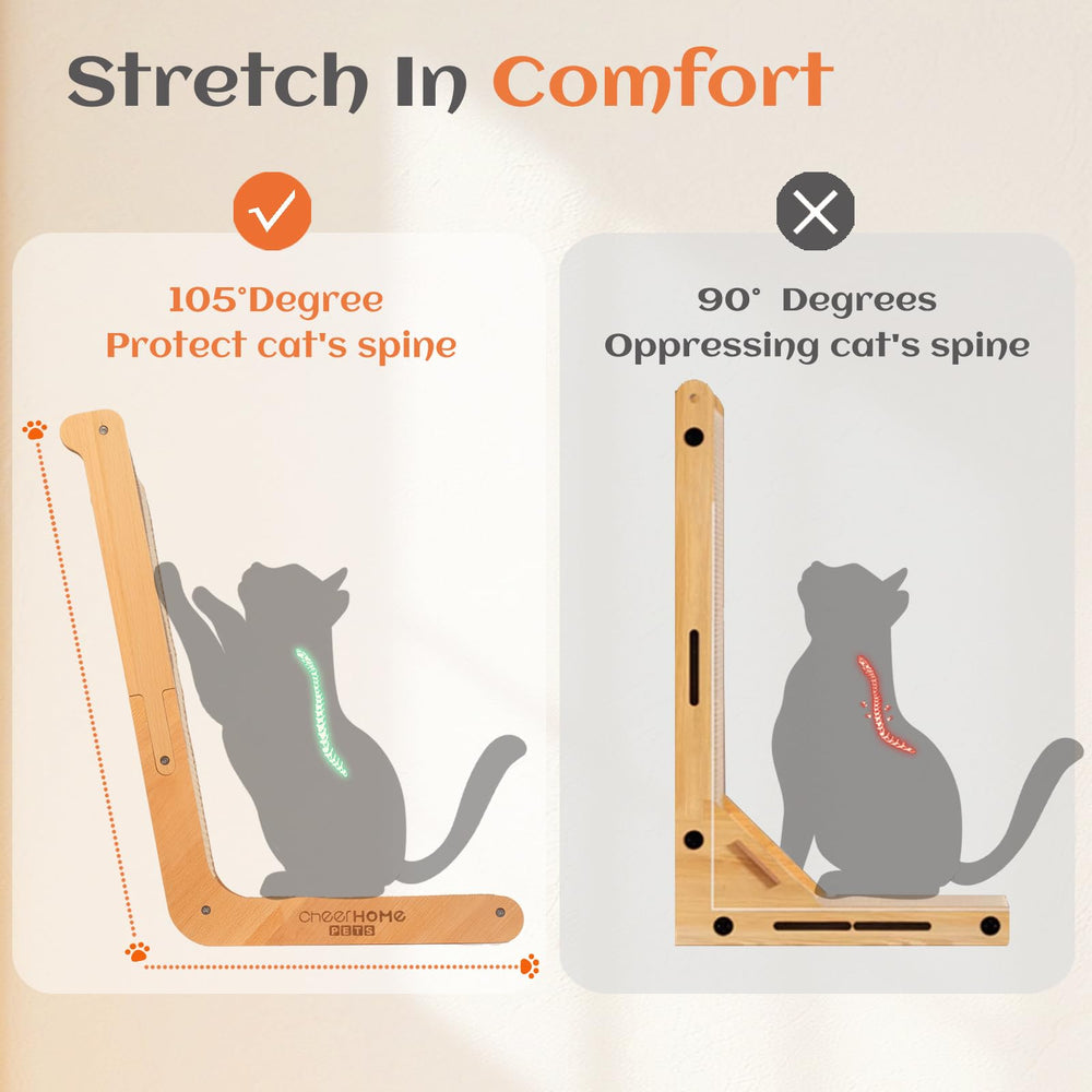 CheerHome Pets wooden-frame cat scratcher provides stable, durable scratching surface