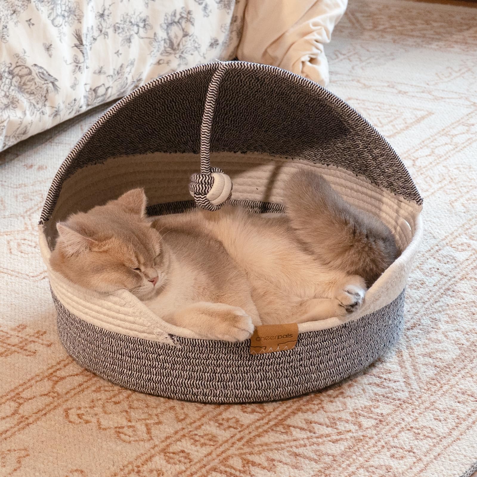 Cheerpals cat basket bed blue all-season-use feature ready for year-round naps.