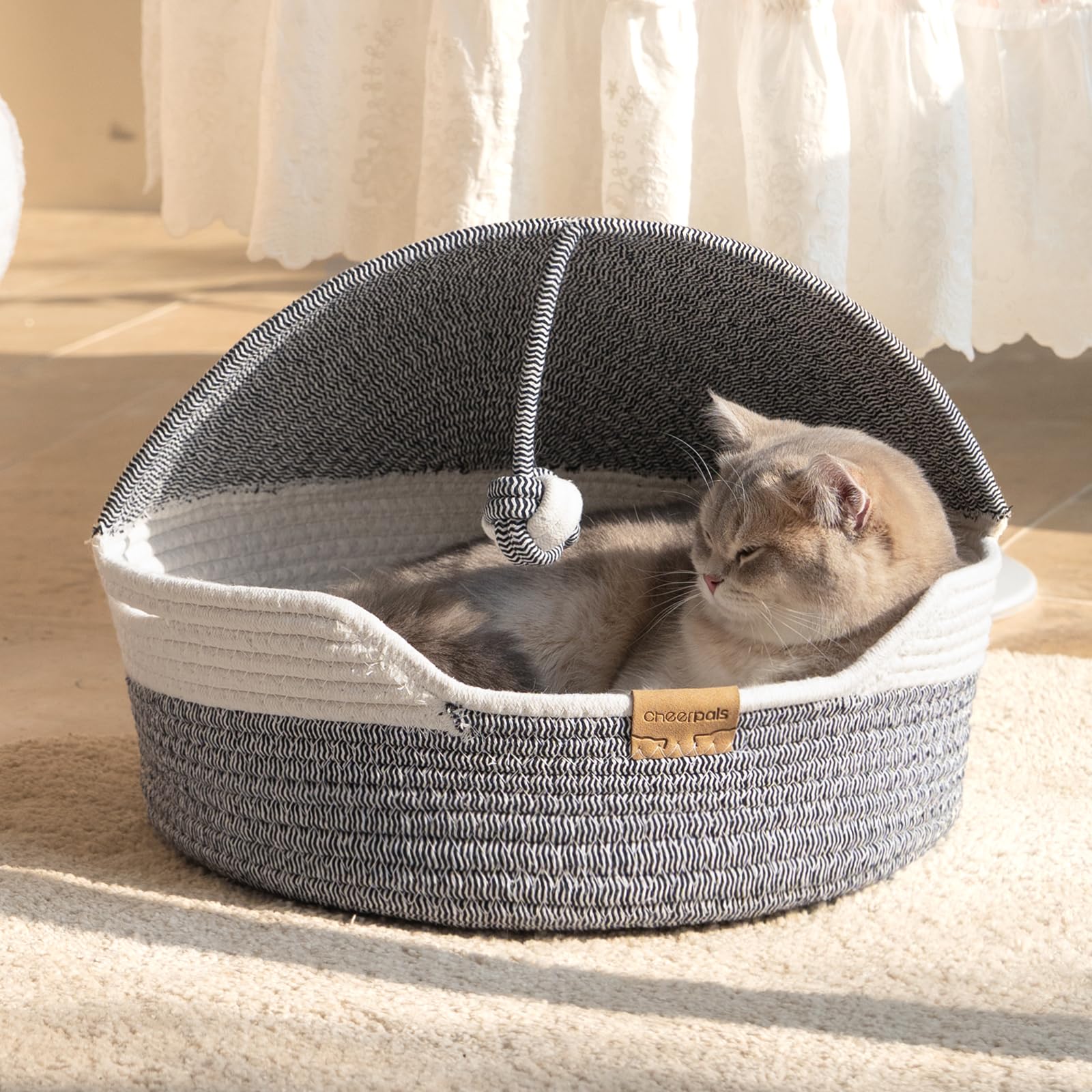 Cheerpals cat basket bed blue inside cushion highlights removable comfort cushion.