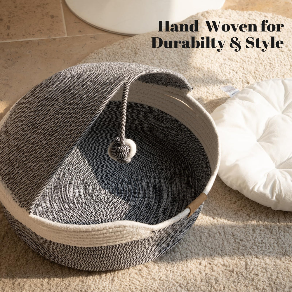 Cheerpals cat basket bed blue soft-material close-up conveys comfort.