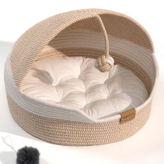 CHEERPALS cat basket bed front view, cozy all-season shelter for indoor cats.