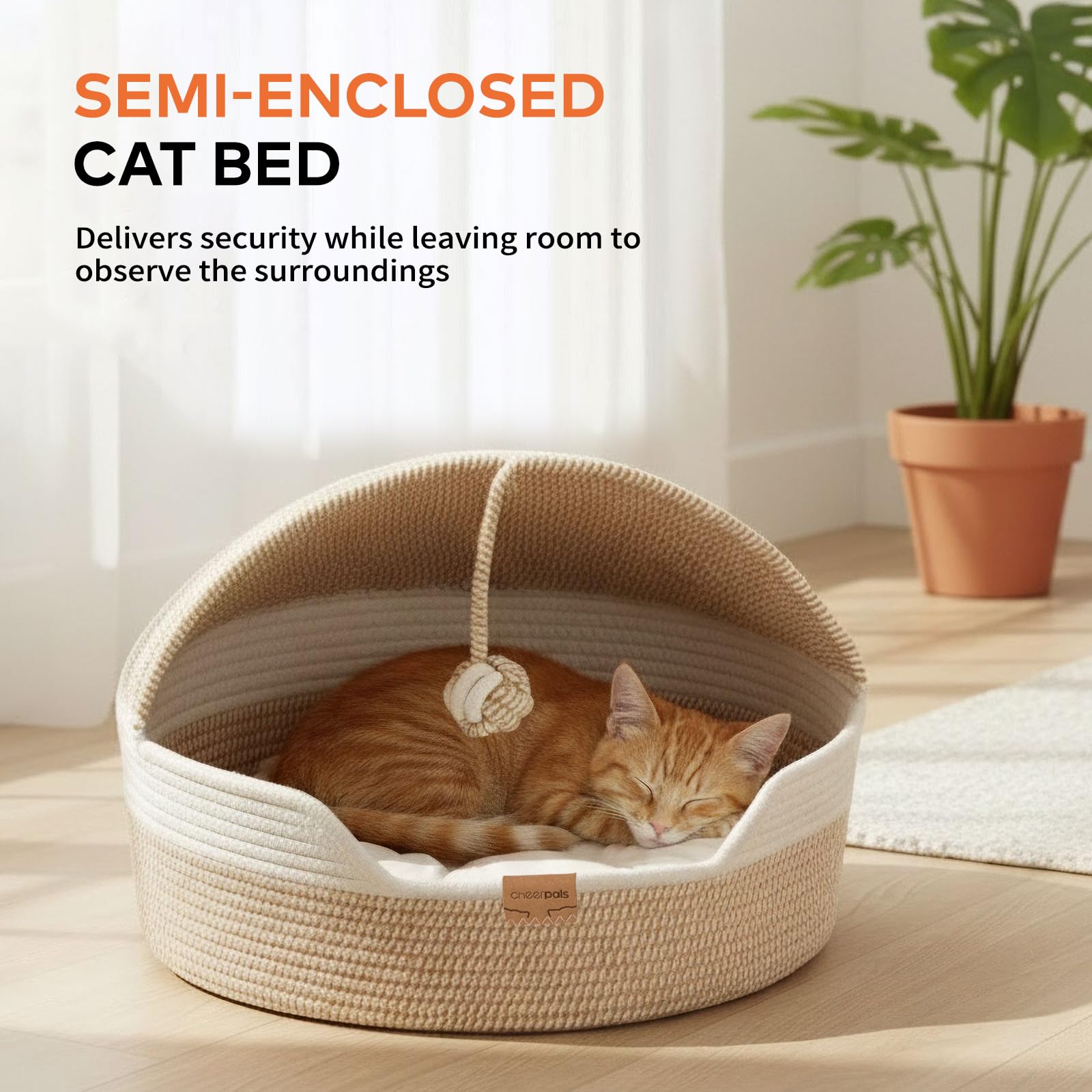 CHEERPALS white cat basket bed emphasizes clean, cozy look.