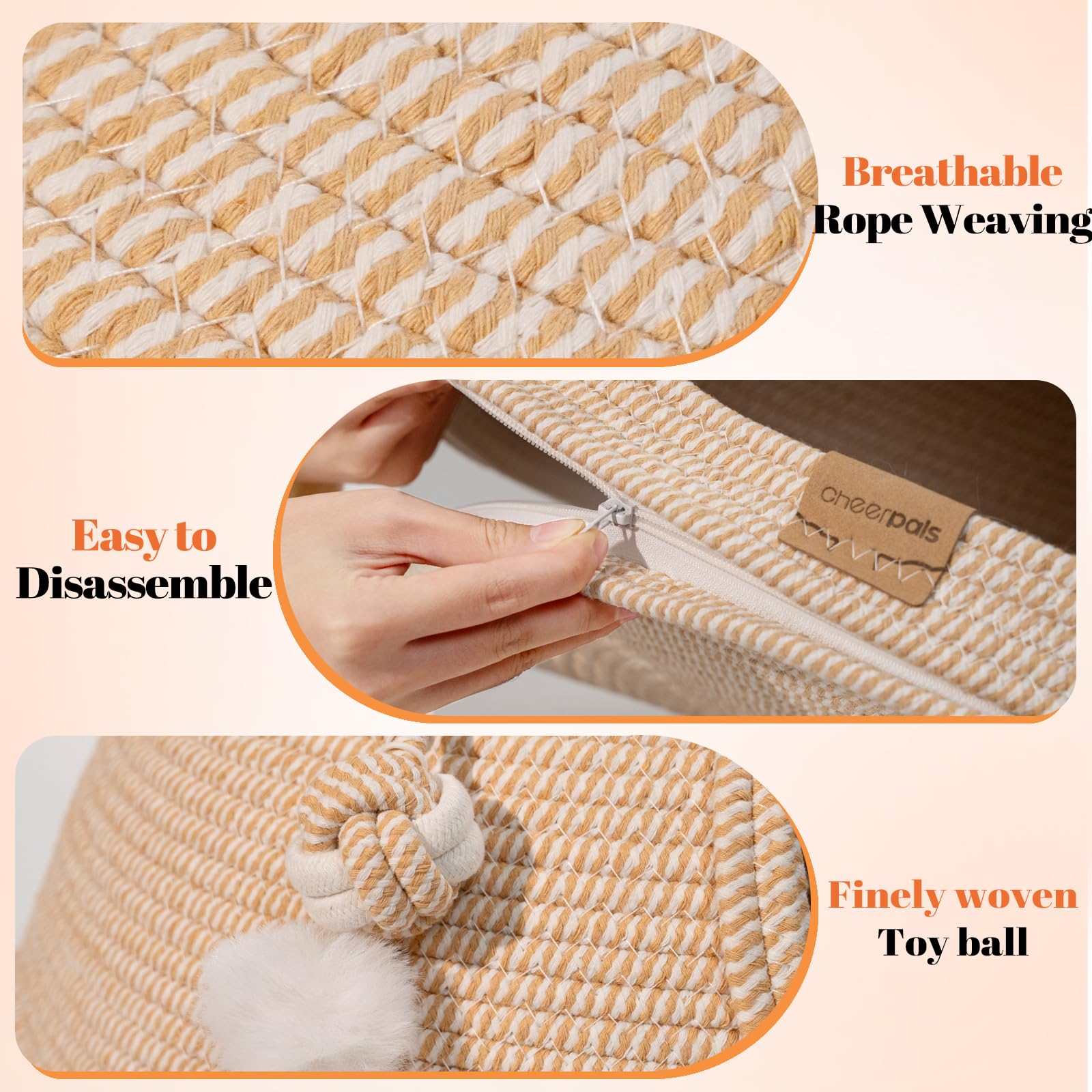 CHEERPALS Cat Cave Bed 3-in-1 for sleep, scratch, and play.