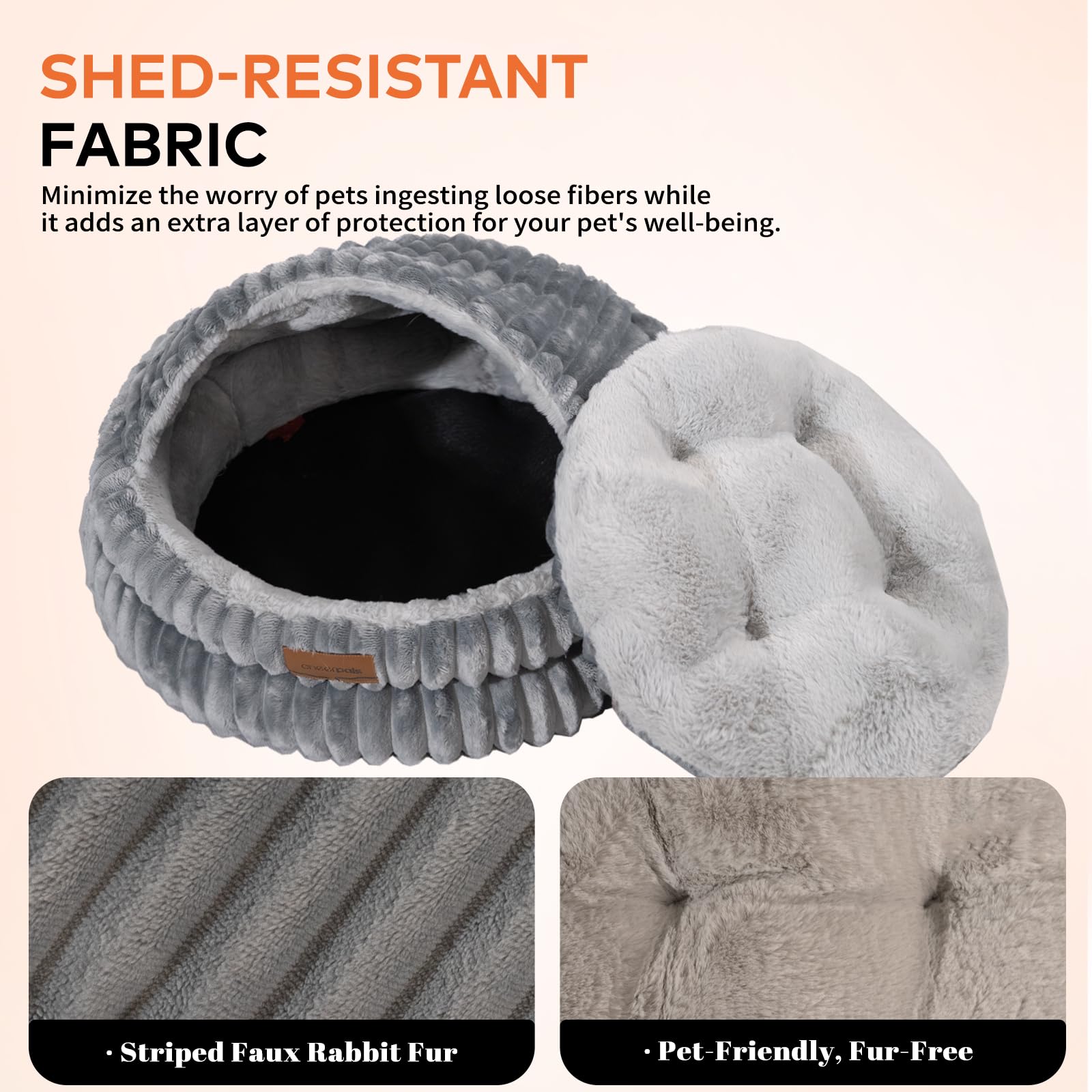 CHEERPALS Cat Cave Bed hooded exterior highlights warm, comforting hideaway.
