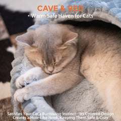 CHEERPALS Cat Cave Bed hooded interior showcases secure retreat for indoor cats.