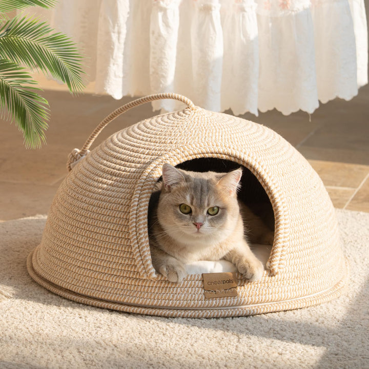 CHEERPALS Cat Cave Bed with soft cushion for cozy warmth.