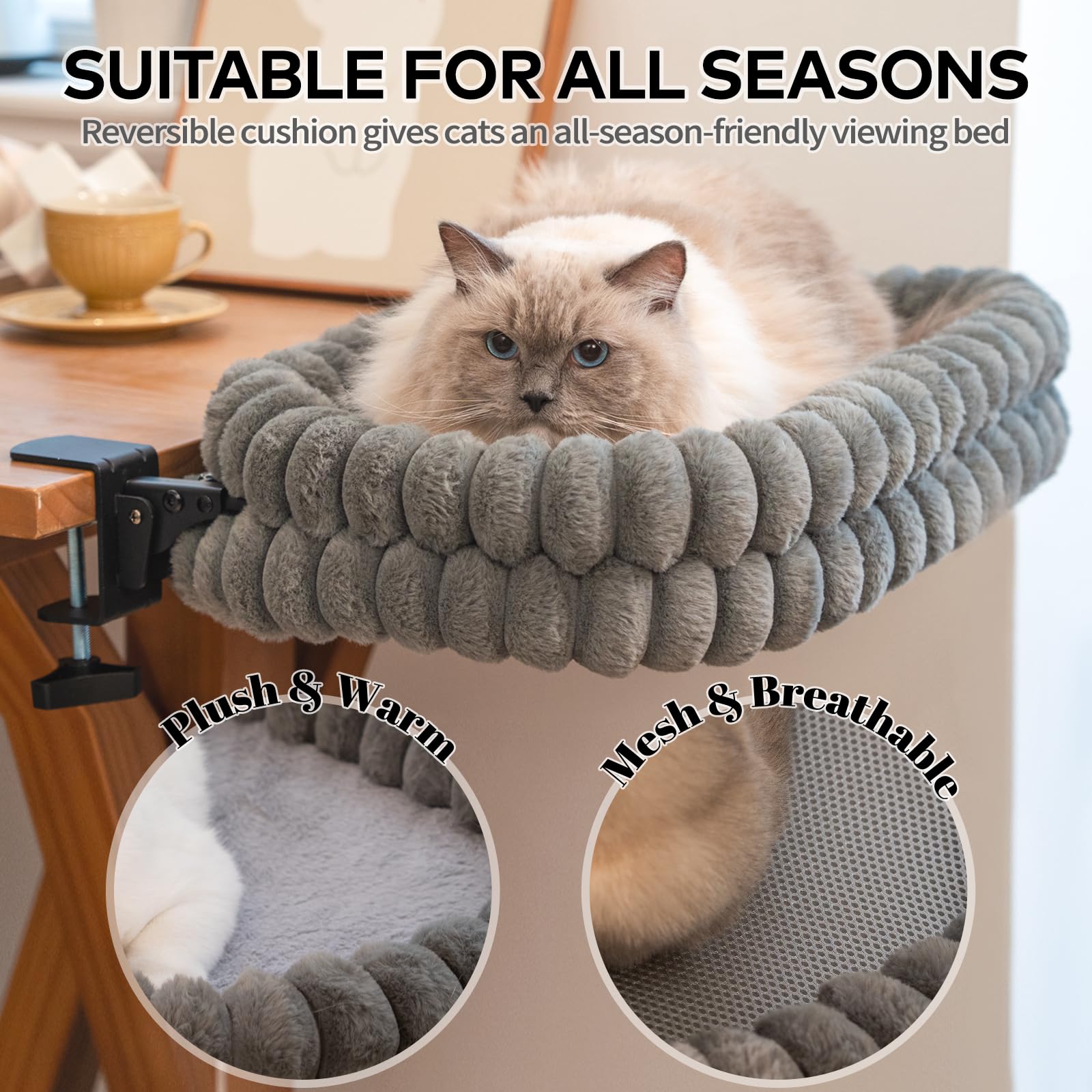 CHEERPALS cat desk bed folded flat demonstrates space-saving storage.