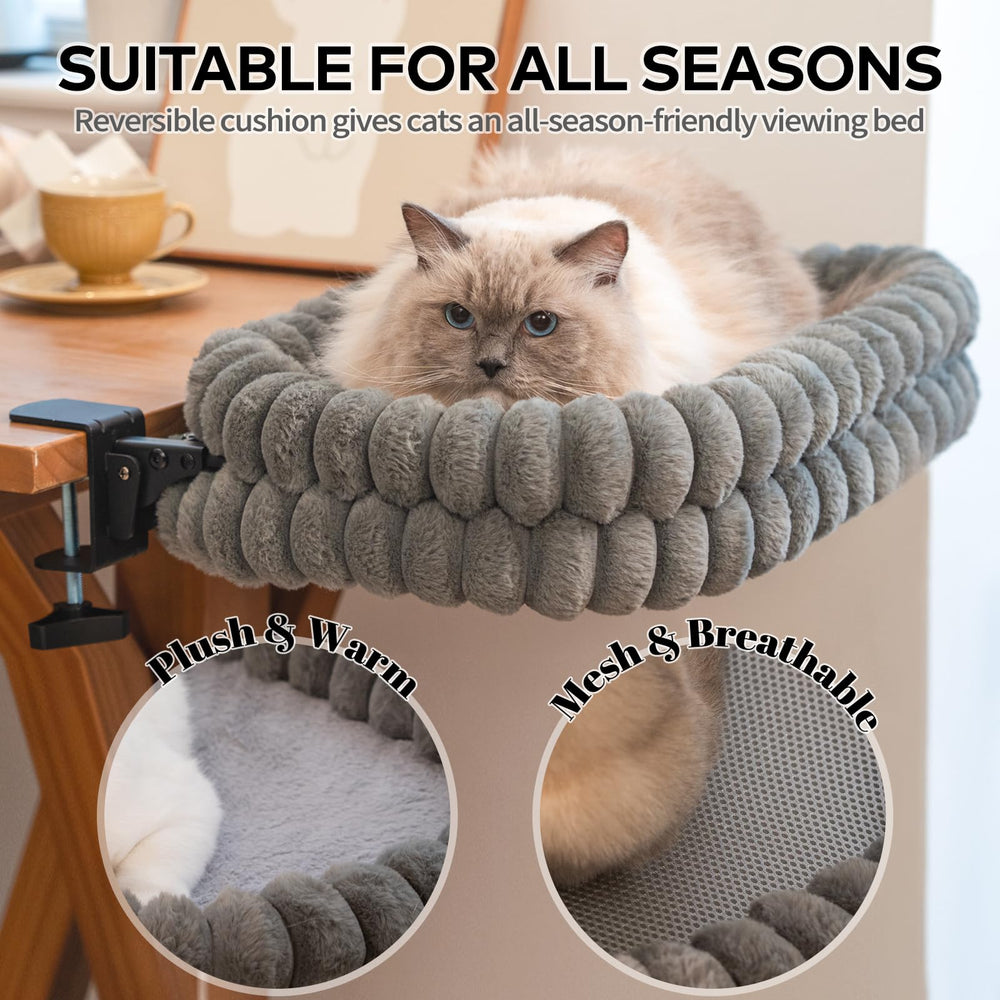 CHEERPALS cat desk bed folded flat demonstrates space-saving storage.