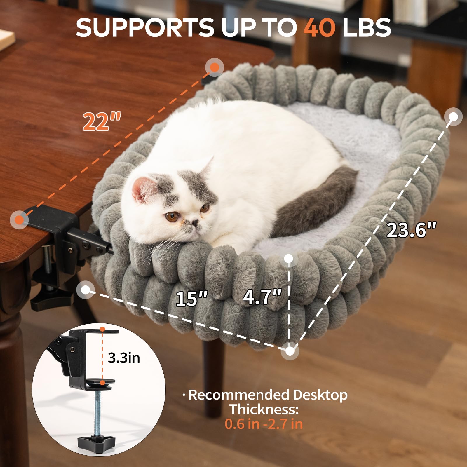 CHEERPALS cat desk bed cushion removed for machine washing.