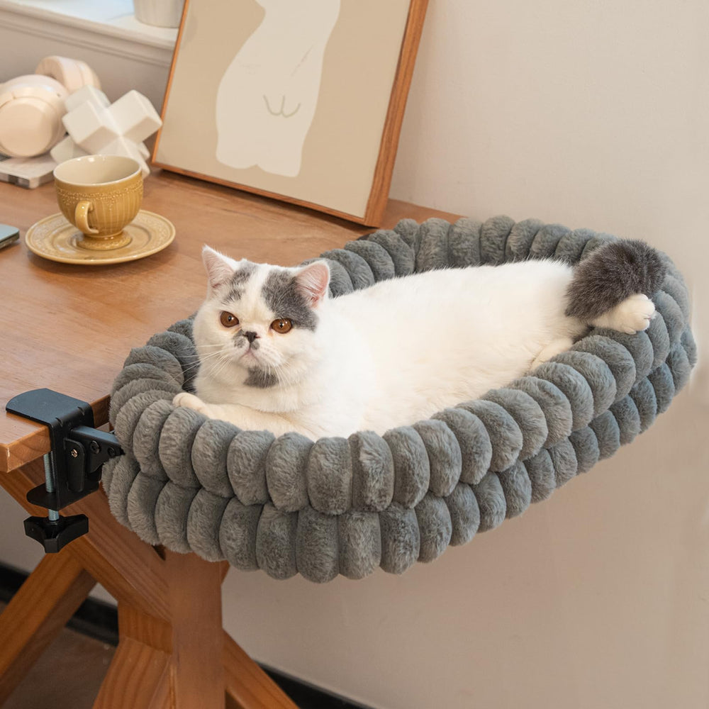 CHEERPALS cat desk bed on desk with year-round comfort from reversible cushion.
