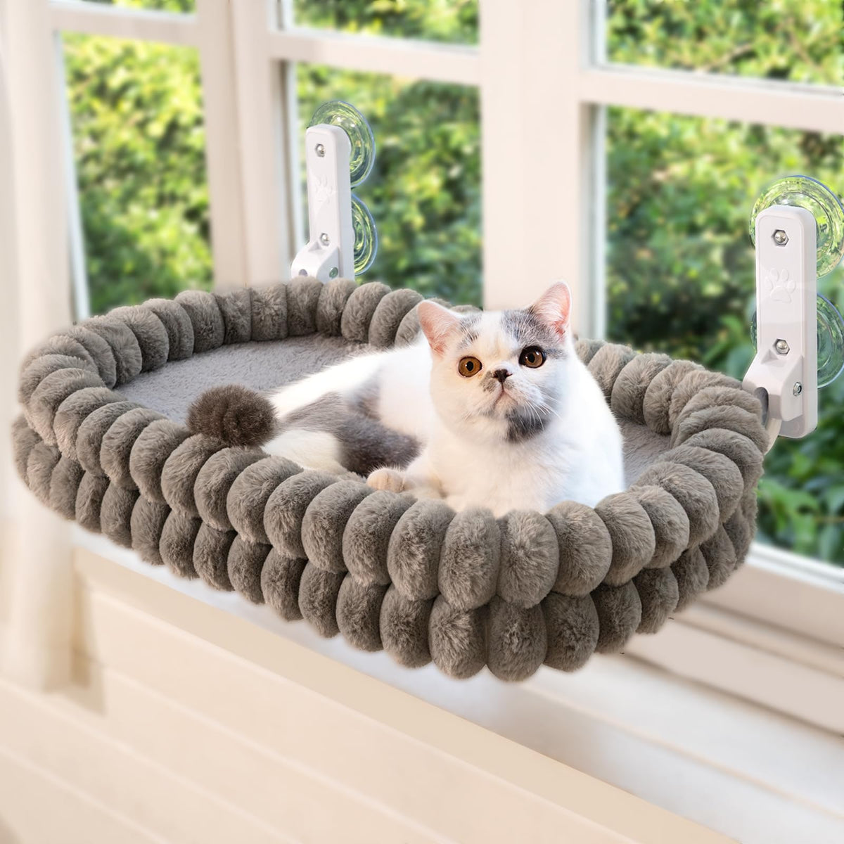 CHEERPALS cat window perch setup with secure suction cups offering a stable window seat.