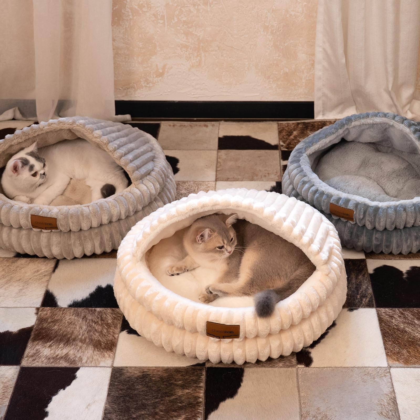 CHEERPALS khaki cat cave bed blends with home decor