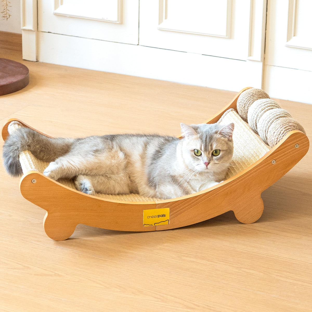 CHEERPALS sisal cat-scratcher-bed: sturdy scratching surface and cozy resting spot.