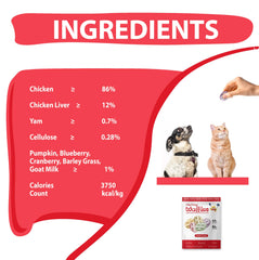 Chef Kitty waffle freeze-dried chicken cat treats served in bowls for easy serving