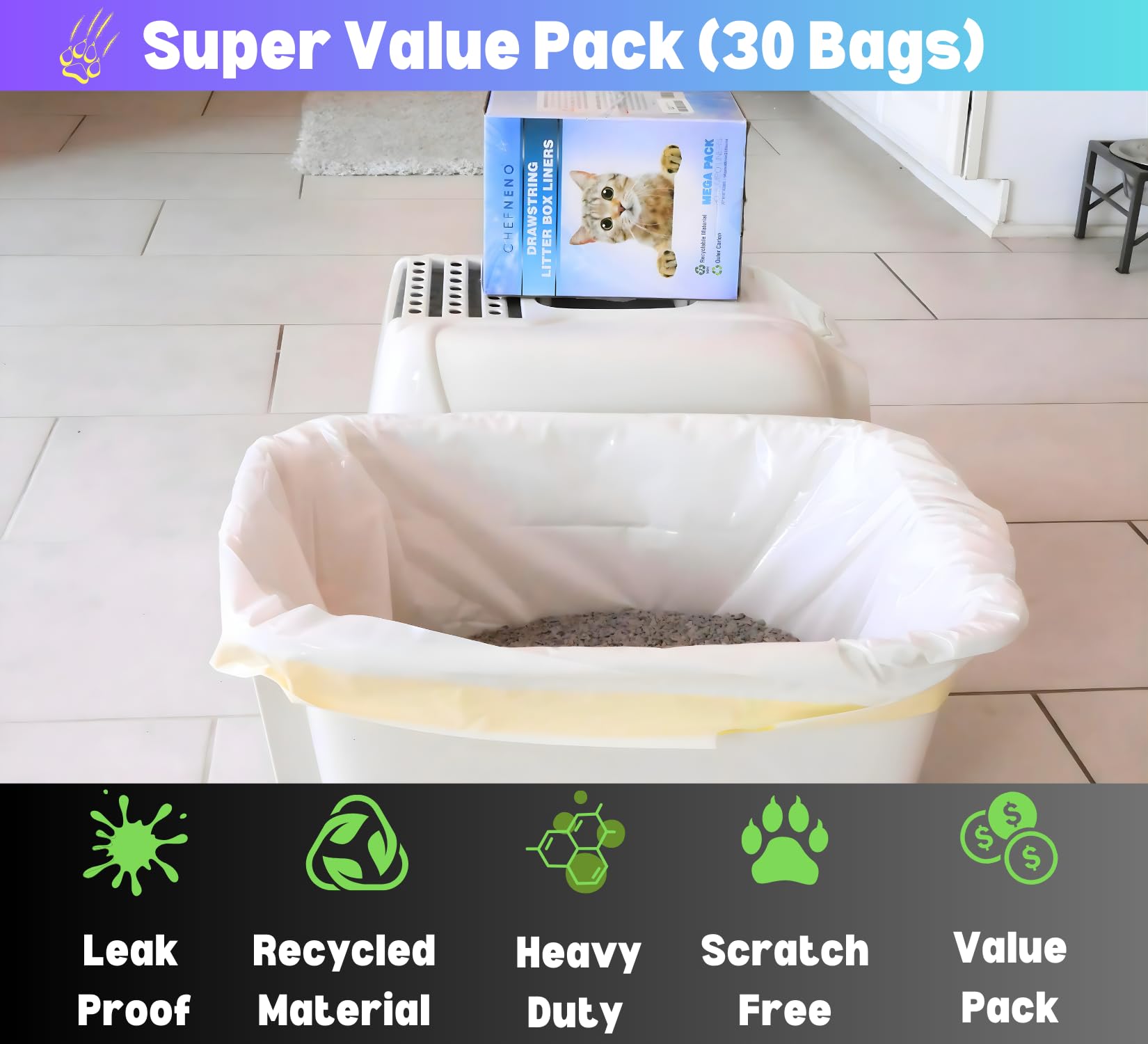 CHEFNENO 30-count pack saves trips to store and reduces waste.