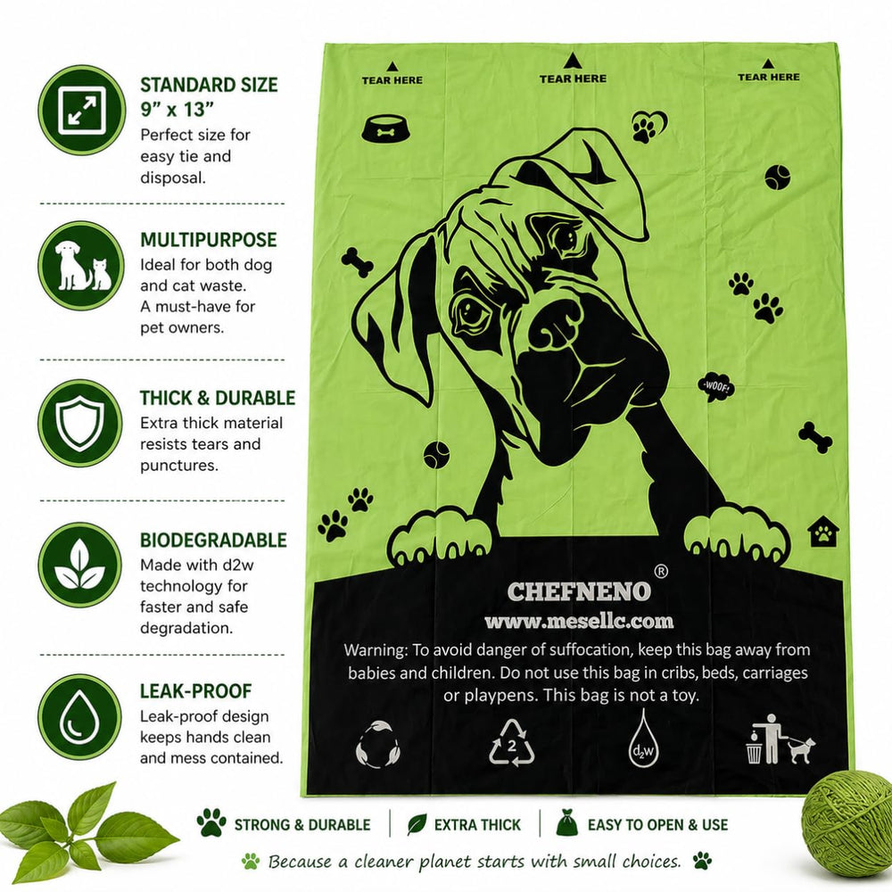 CHEFNENO biodegradable dog poop bags, 1440-count in a 72-roll pack.