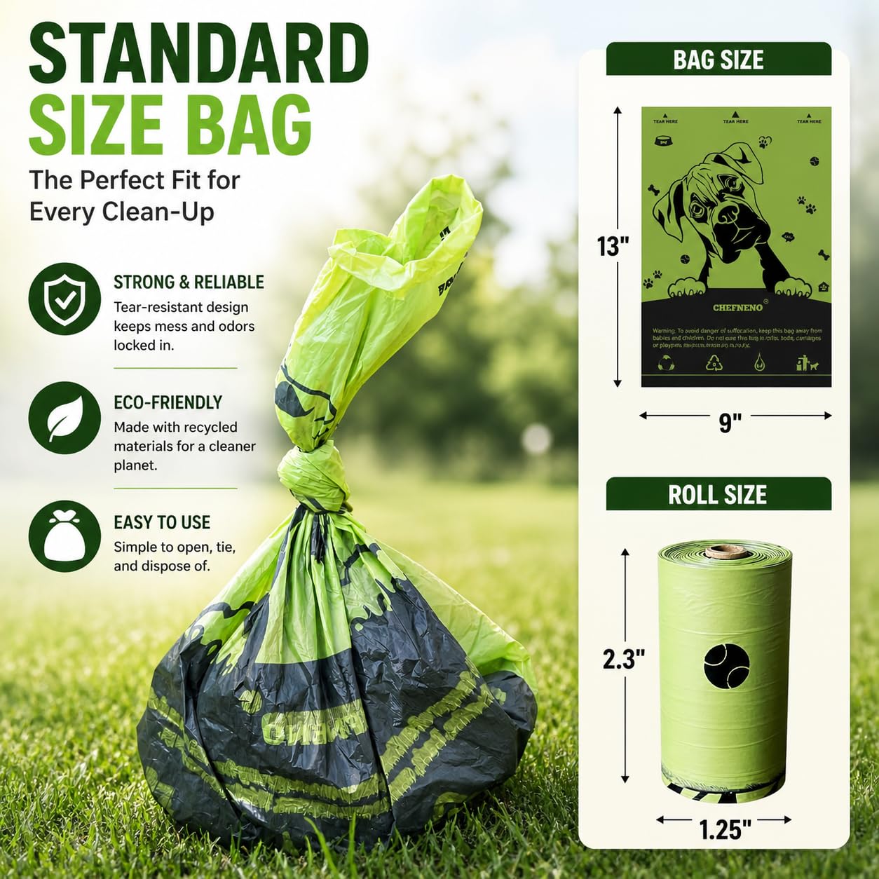 CHEFNENO lavender-scent biodegradable bags help odor control.