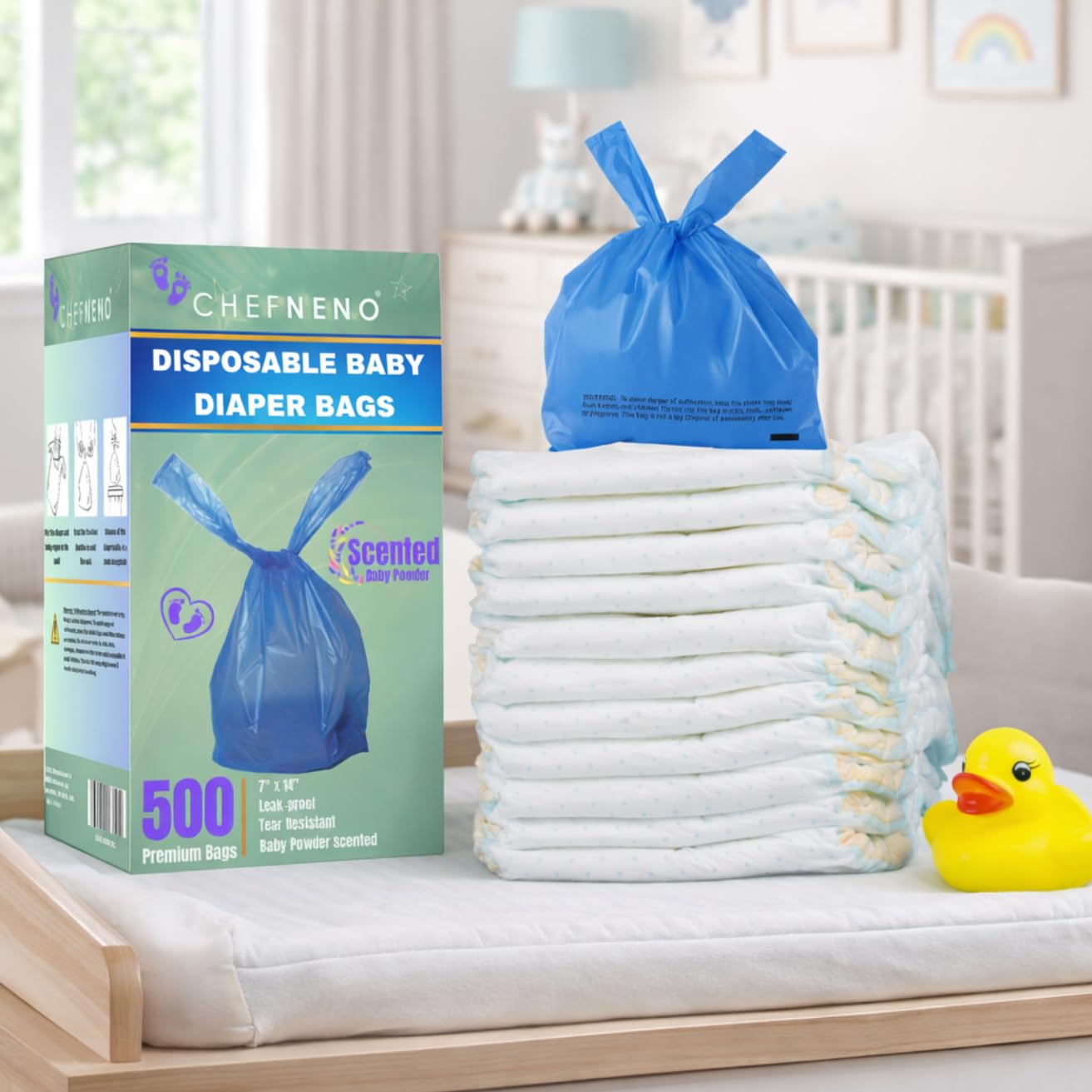 CHEFNENO blue diaper sacks designed for daily durable use.