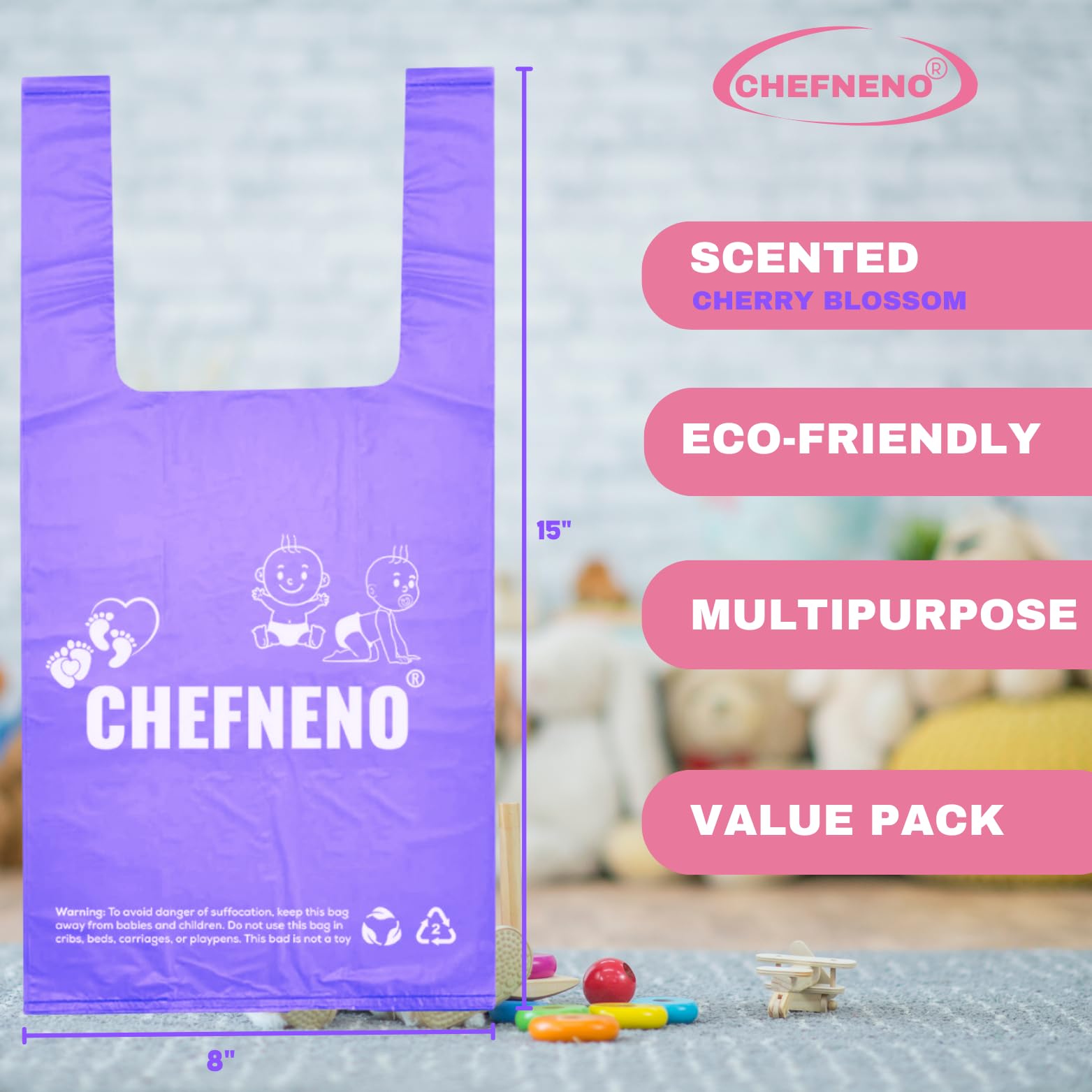 CHEFNENO easy-tie-handles close-odors image demonstrates secure sealing after use.