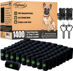CHEFNENO dog poop bags with black dispenser for mess-free walk cleanup.