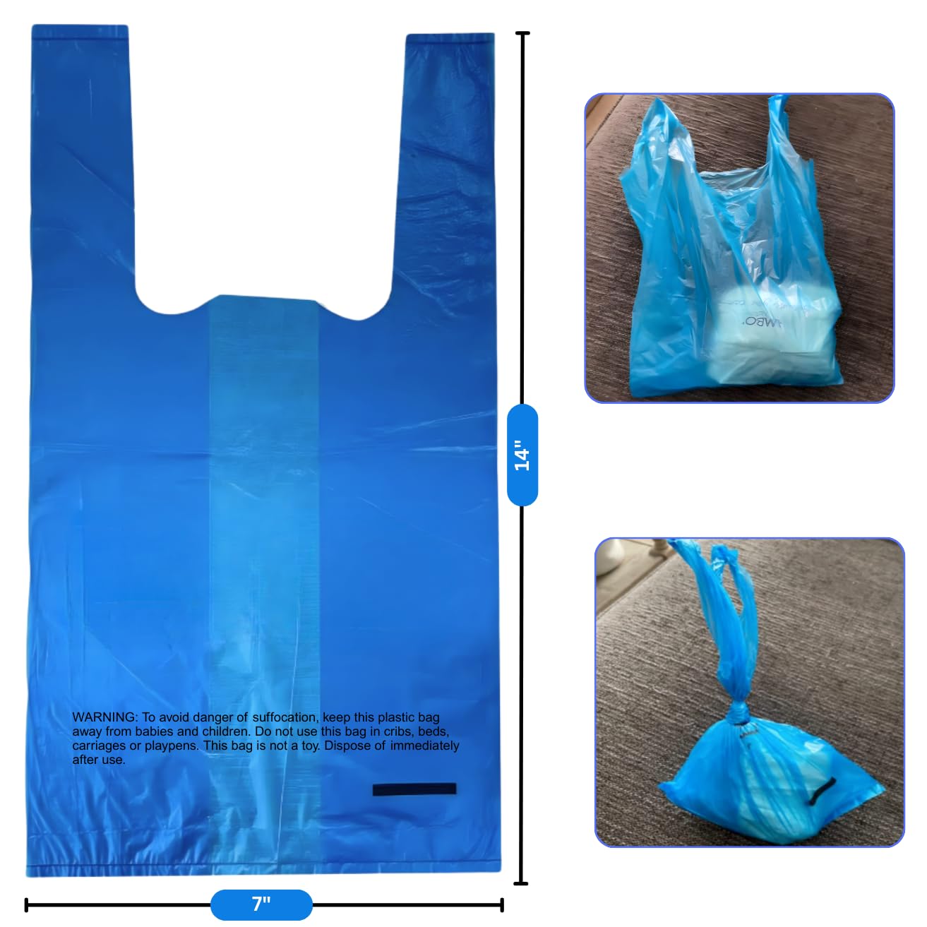 CHEFNENO easy-tie diaper bags in use with built in handles for secure closure.