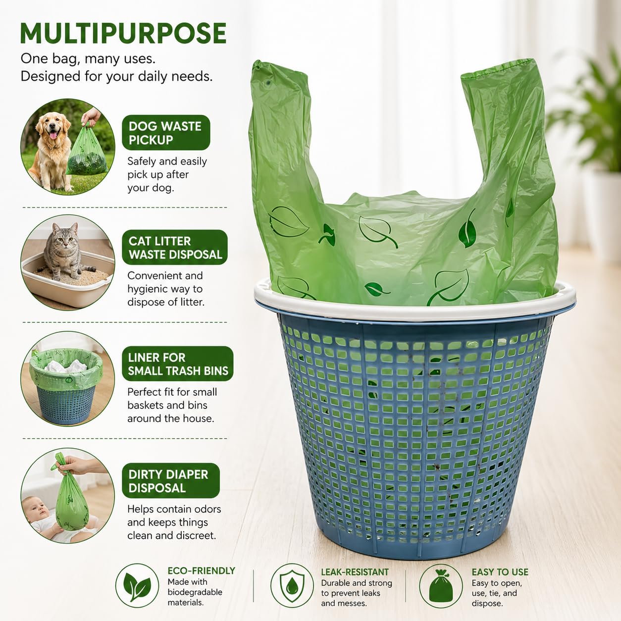 CHEFNENO kitchen bin liner shown for everyday trash with strong performance.