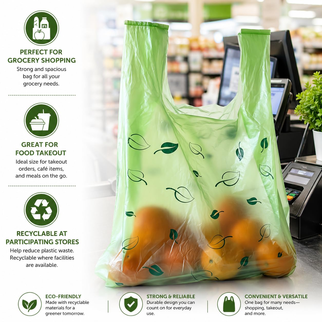 CHEFNENO recyclable bags designed for reuse and responsible disposal.