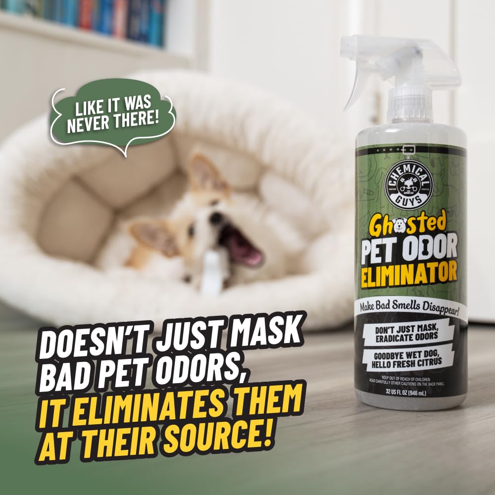 Chemical Guys Ghosted Pet Odor Eliminator spray mist for deep neutralization in car interiors
