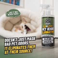 Chemical Guys Ghosted Pet Odor Eliminator spray mist for deep neutralization in car interiors