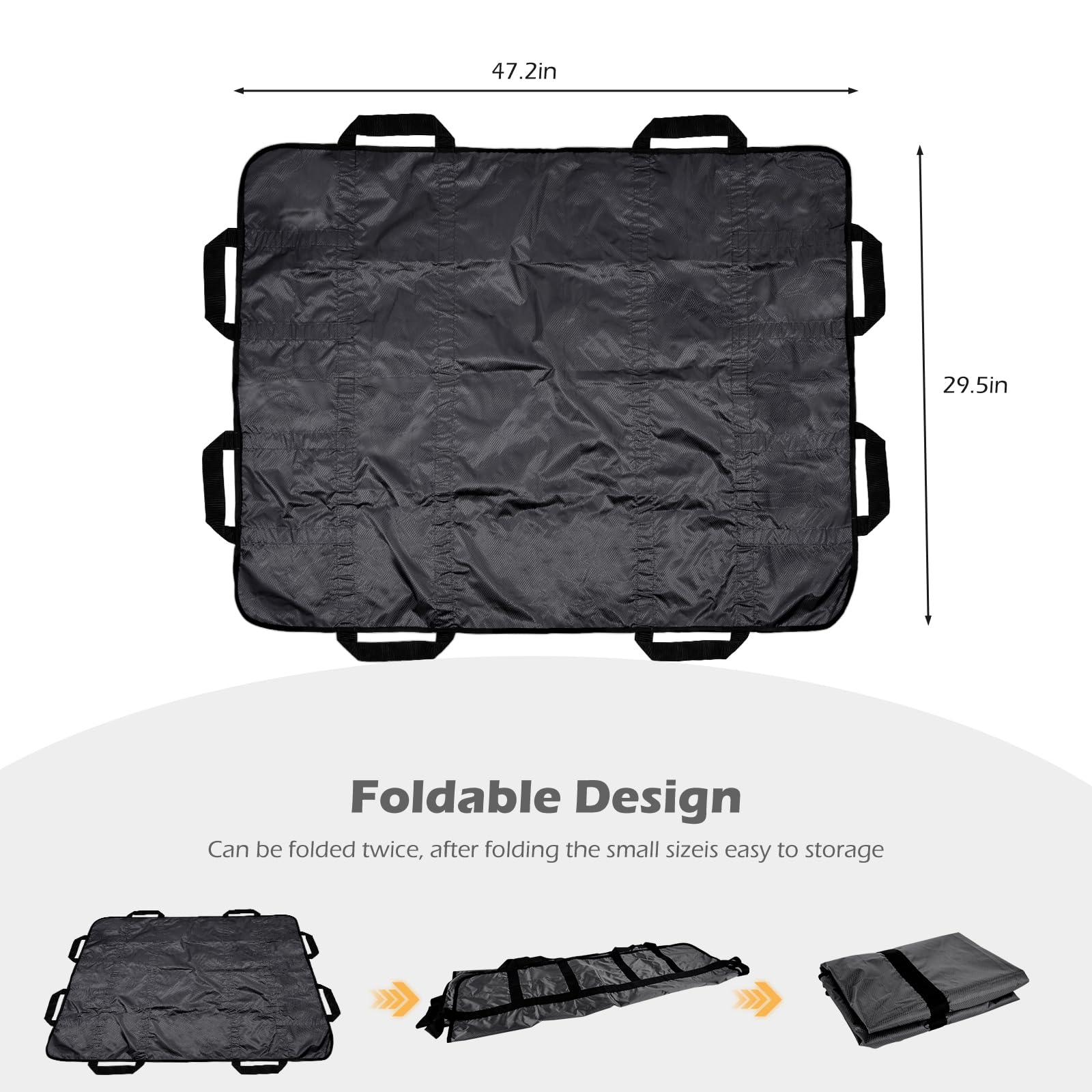 ChengFu dog stretcher opened to 48x40 inches, accommodating large breeds with ease.