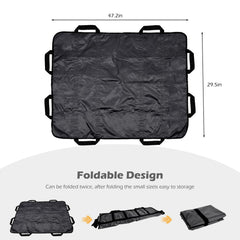 ChengFu dog stretcher opened to 48x40 inches, accommodating large breeds with ease.