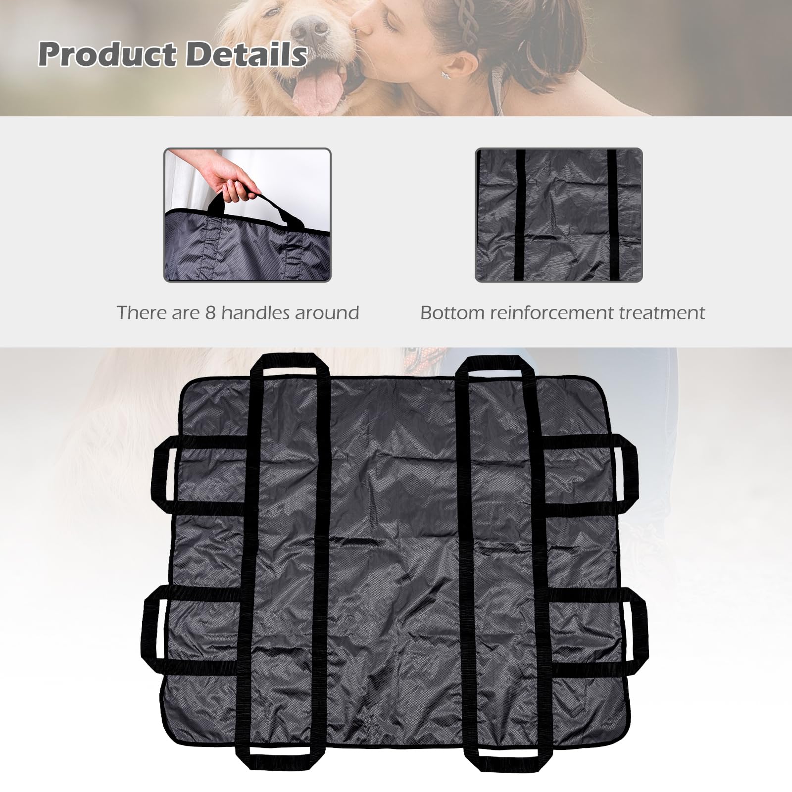 ChengFu dog stretcher supports up to 300 pounds for big dogs.