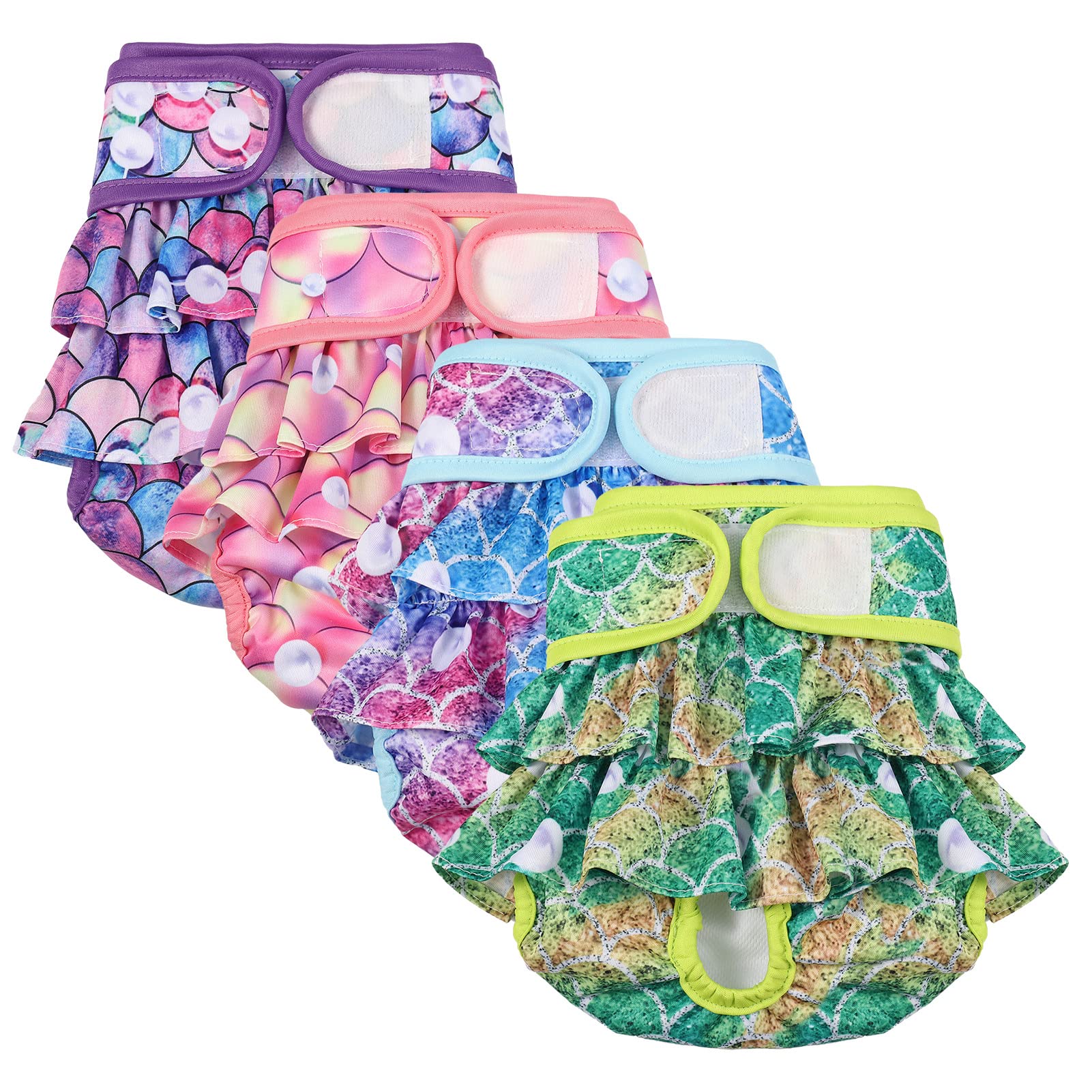 Chenkaiyang Mermaid S skirt-design dog diaper offers secure fit for heat cycles and leaks.