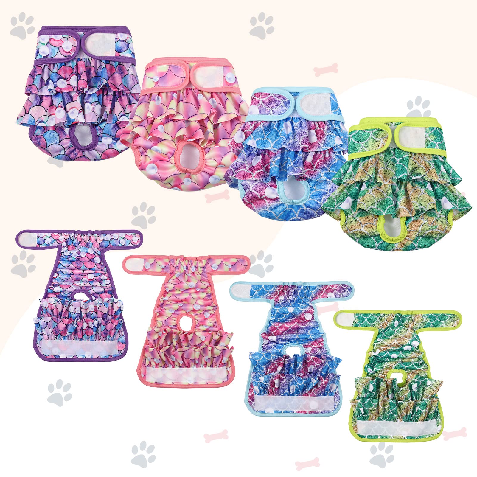 Chenkaiyang Mermaid dog diaper shows highly absorbent core with waterproof outer layer.