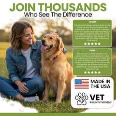 Chew + Heal Labs aloe-infused formula soothes irritated skin around dog wound.