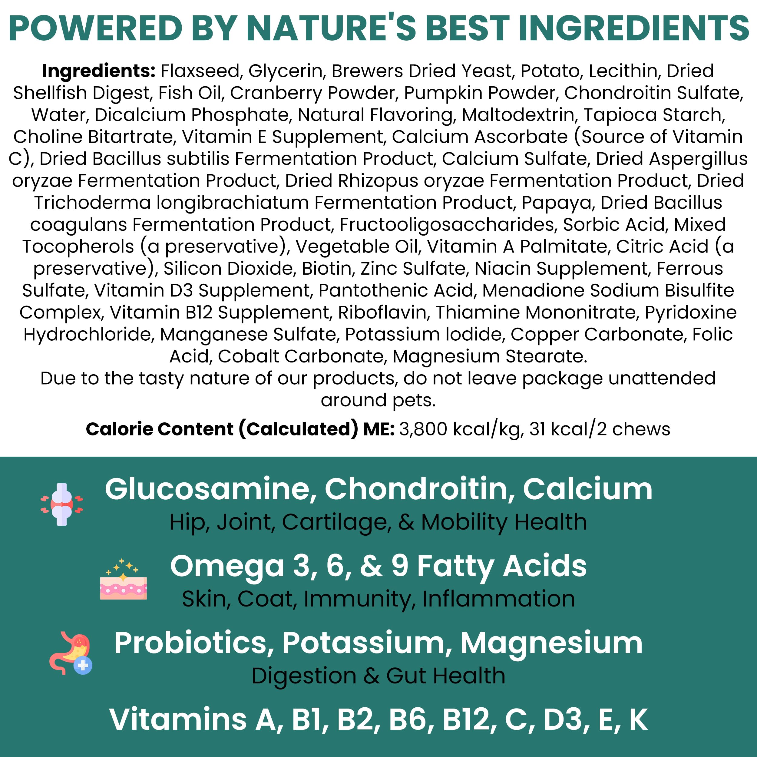 Chew + Heal Labs glucosamine chondroitin supports joint flexibility