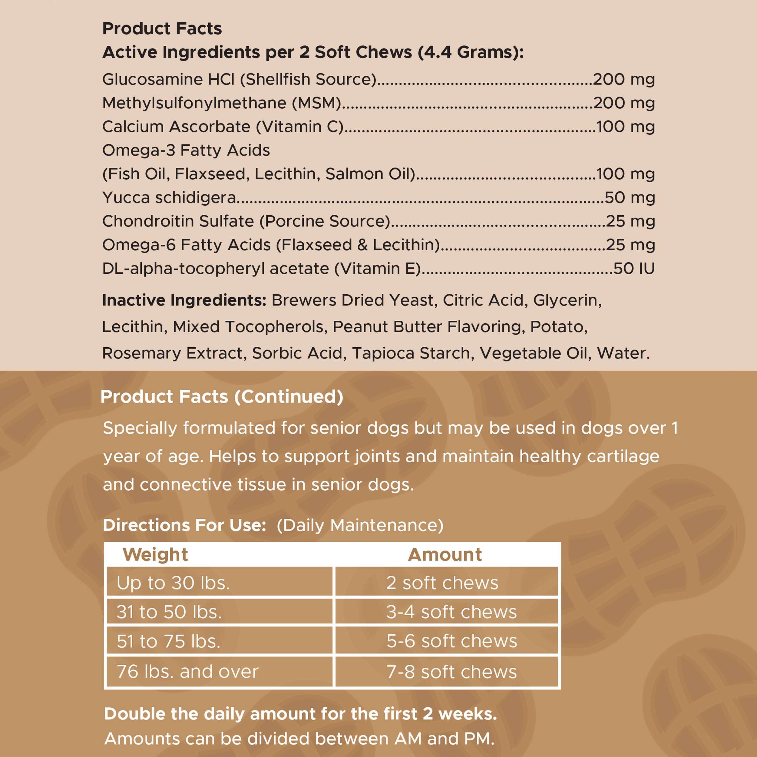 Chew + Heal Labs daily dosing chews ready for senior dogs.