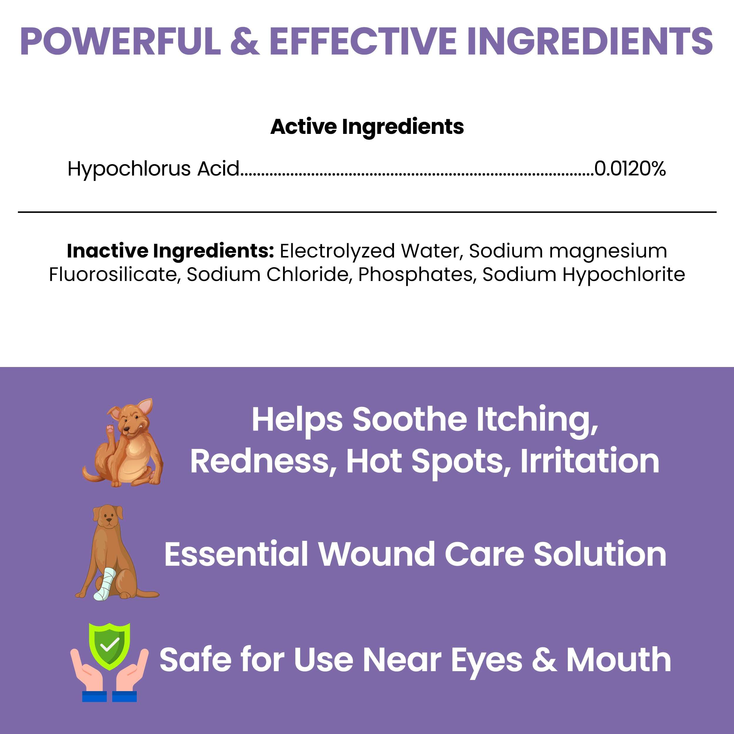 Chew + Heal Labs bottle applying to a dog's minor wound for soothing care.