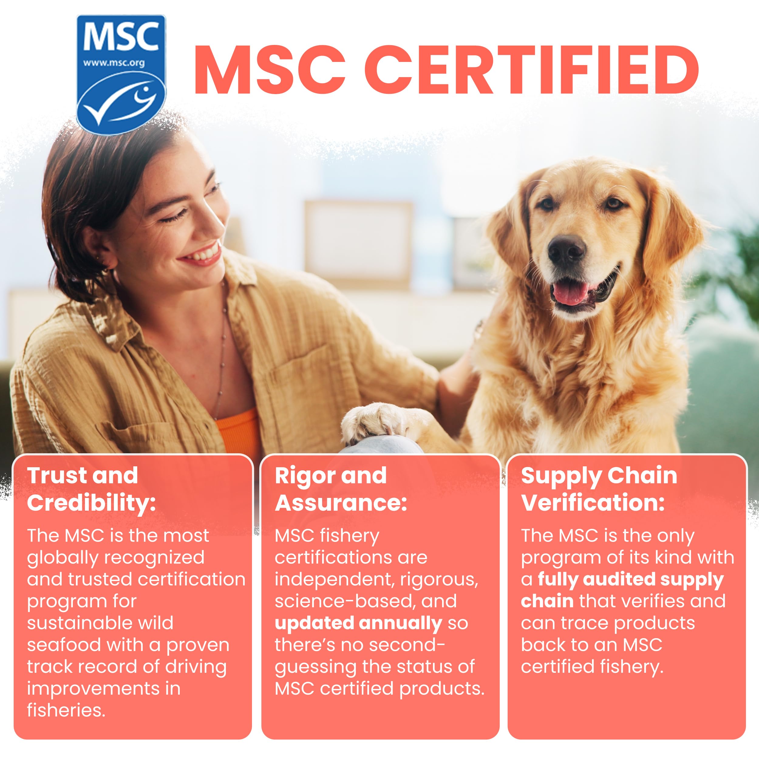 MSC-certified sustainable sourcing for Chew + Heal Labs salmon oil.