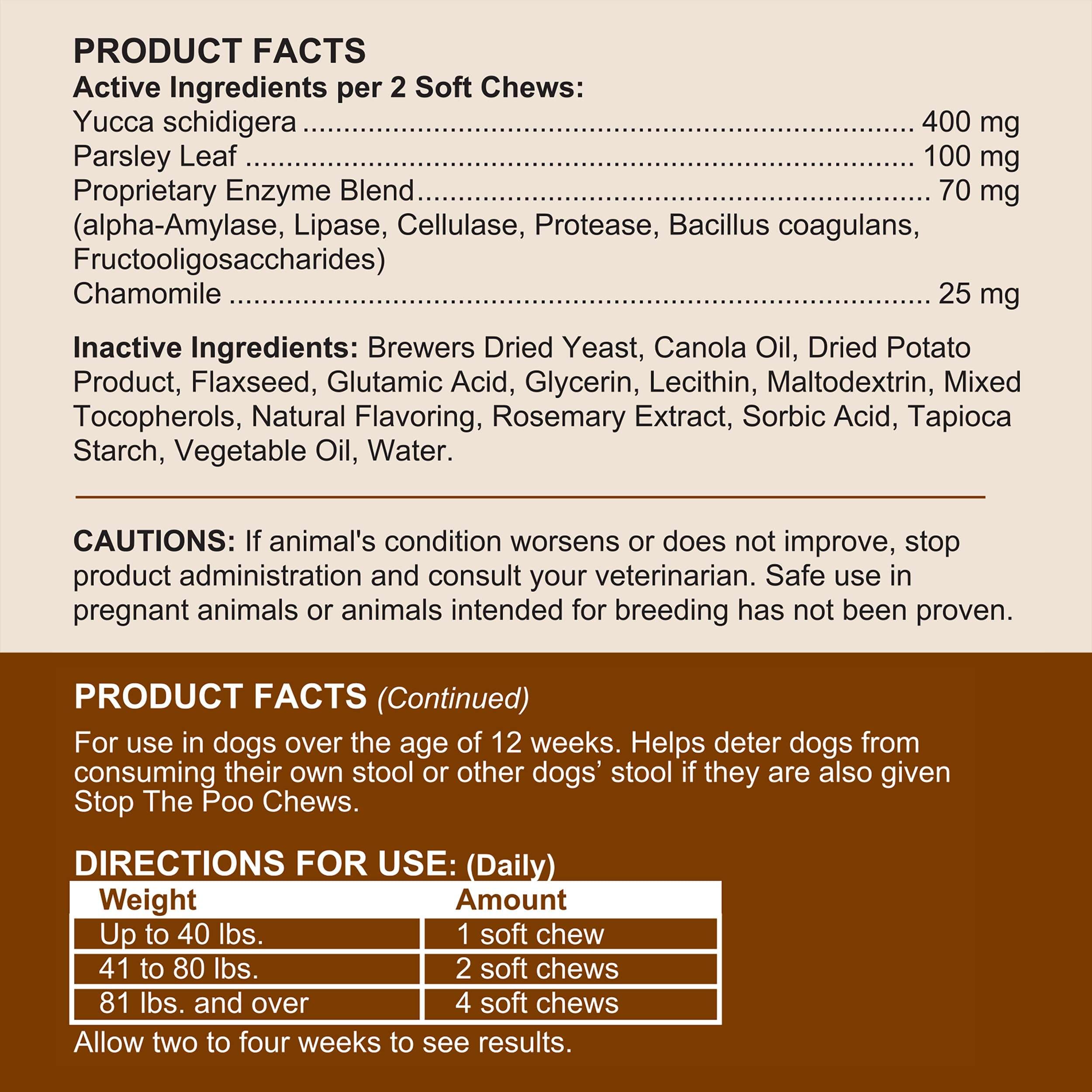 Chicken flavor No Poo Chews making dogs happy and odor-control friendly.