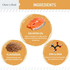 Chew + Heal Labs Omega dog treats soft chews – chicken flavor for easy daily dosing
