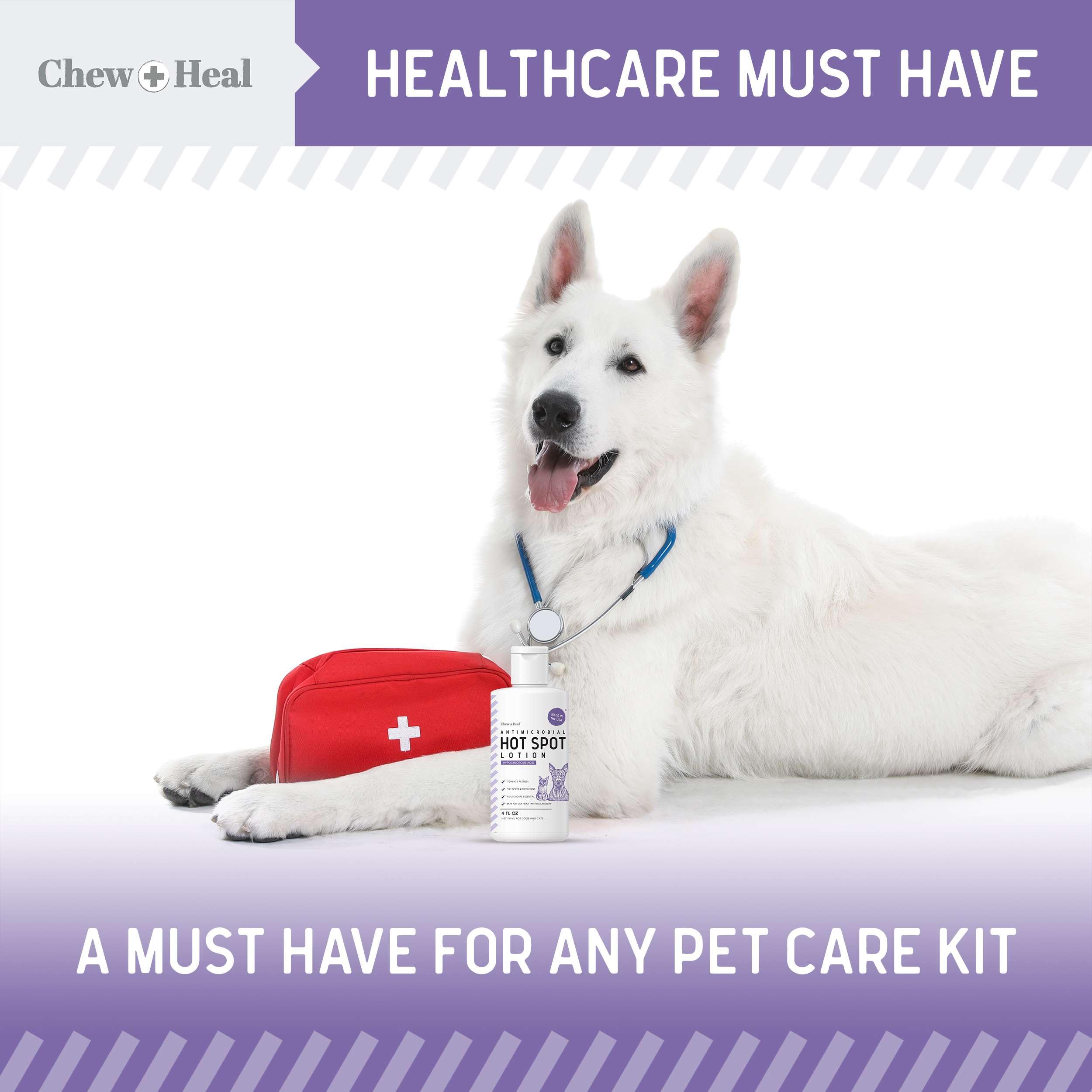 Chew + Heal Labs packaging close-up highlighting ingredients and labeling.